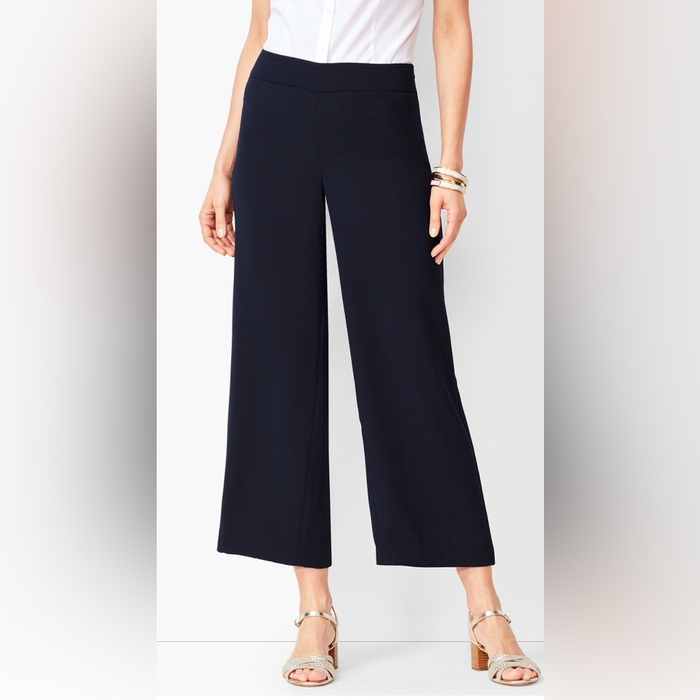 Talbots Black Wide Leg Pants Size 8 Classic Career Work Trousers